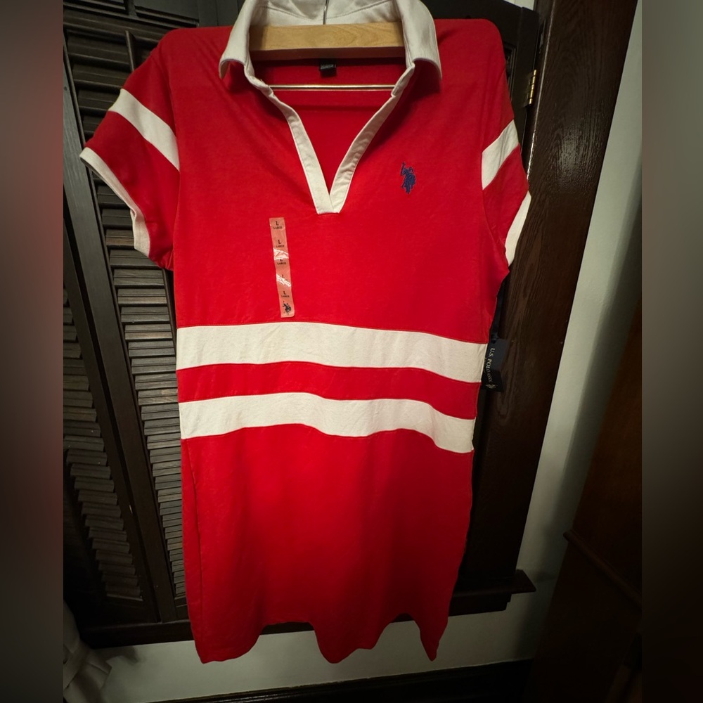 U.S. Polo ASSN. collared t-shirt dress, Size L, NWT